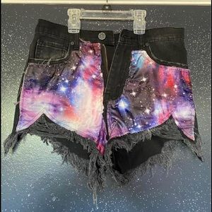 UNIF high waisted galaxy shorts